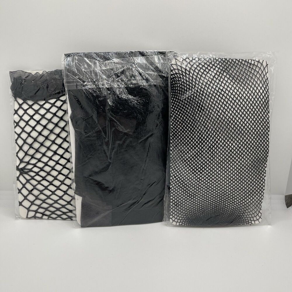 3 Pairs Fishnet Thigh High Stockings Silky Bow Lace Top Sheer New